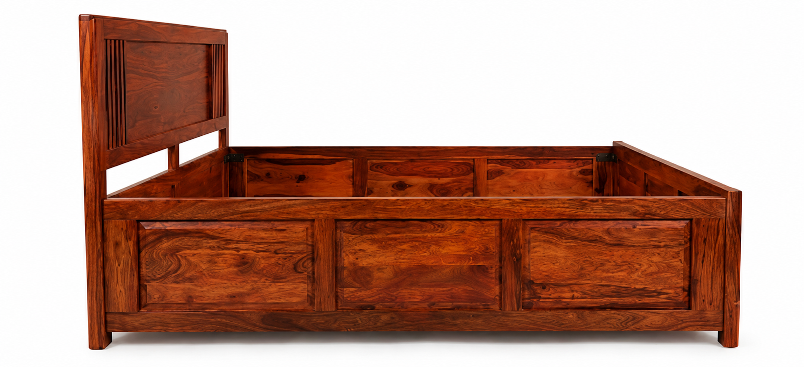 MR ARTS Linear Slatted Solid Sheesham Wood King Bed with Box Storage - Image 8