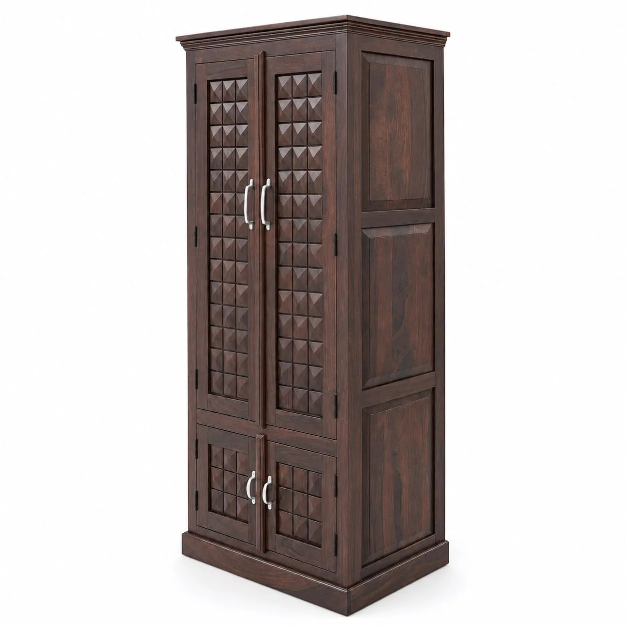 Solid Sheesham Wood Wardrobe with 2 Doors in Walnut Finish - MR ARTS - Image 2