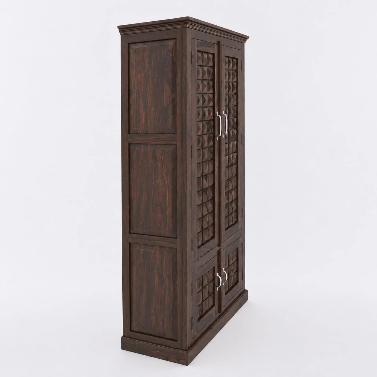 Solid Sheesham Wood Wardrobe with 2 Doors in Walnut Finish - MR ARTS - Image 3