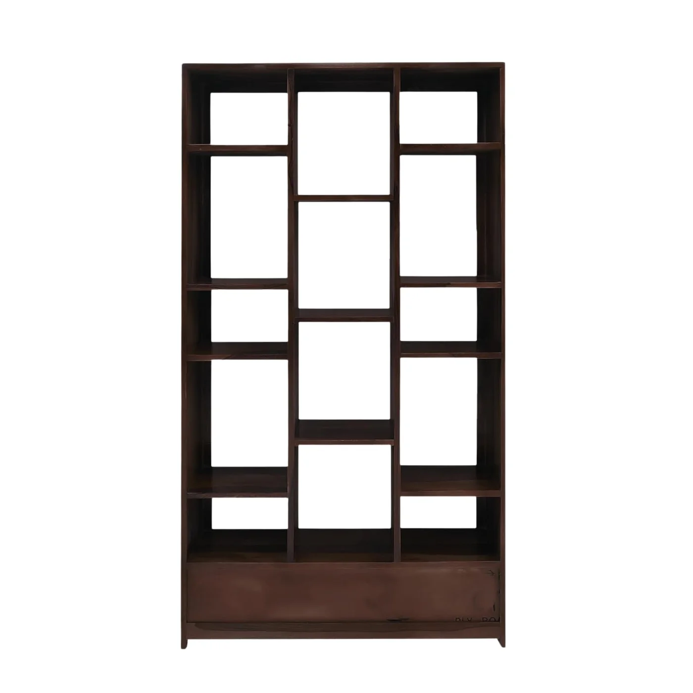 MR ARTS Matrix Zigzag Solid Sheesham Wood Bookshelf with 2 Drawers in Walnut Finish - Image 6