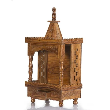 Handcrafted Sheesham Wood Mandir Single Dome for Home & Office (Wooden Temple with Drawer) - Image 7