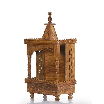 Handcrafted Sheesham Wood Mandir Single Dome for Home & Office (Wooden Temple with Drawer) - Image 5