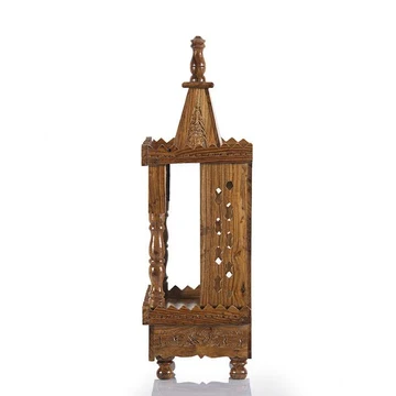 Handcrafted Sheesham Wood Mandir Single Dome for Home & Office (Wooden Temple with Drawer) - Image 4