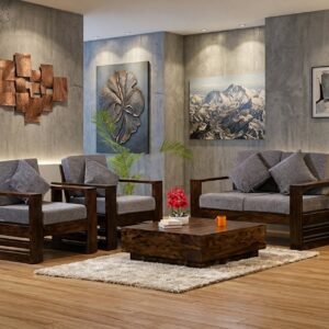 MR ARTS Bennett Handcrafted Solid Sheesham Wood 4 Seater Sofa Set (2+1+1)